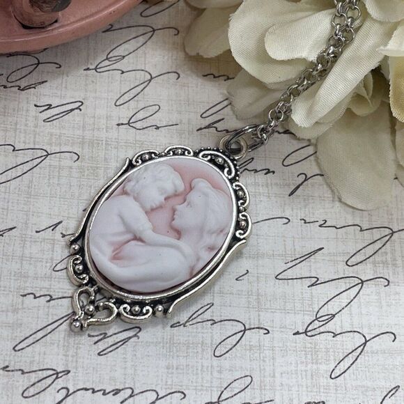 Silver Pink New MOM Heart Wedding Party Jewelry White Mothers Day necklace Cameo - Picture 4 of 9